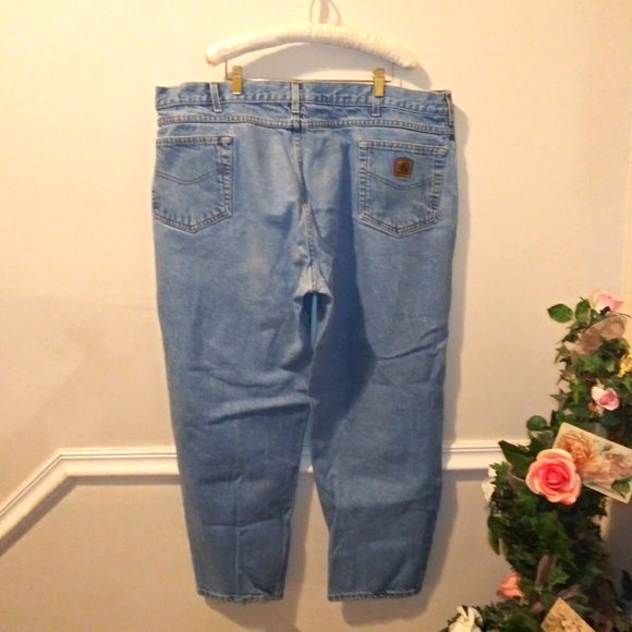 Carhartt 46 x 30 Relaxed Fit 100% Cotton Light Wash Distressed Jeans - Picture 4 of 9